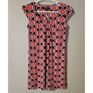 Chadwicks Retro Print Womens Cap Sleeve Midi Dress 8